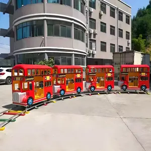 Mainan Taman Hiburan Kereta Listrik Mini Track Bus Gaya Vintage