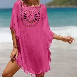 King Mcgreen star New Women Handmade Crochet swimwear cover up abiti Vacation Beach nappa gonna Sexy Multi color bikini dress