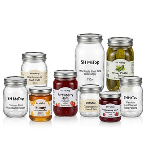 Bocaux en verre transparent OEM ODM en gros pour miel, confiture, cornichons - Product Image 4
