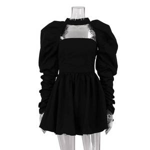 Robes longues noires sans bretelles, dos nu, à manches longues, de style A, haut de gamme et sexy pour femmes - Product Image 5