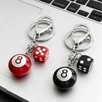 Porte-clés tendance rétro Hip Hop avec boule de billard noire, breloque de sac en résine cool, esthétique Y2K pour hommes et garçons