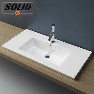 Usine vente Culture pierre <span class=keywords><strong>sous</strong></span> comptoir lavabo acrylique salle de bain visage bassin solide Surface Double évier - Product Image 4