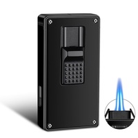 Briquets à cigares en acier inoxydable DB-265 à double flamme, coupe-vent, à soufflage direct, au butane, personnalisables avec logo – Vente en gros