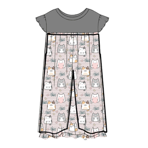 <b>Milk</b> Silk Girls Ruffle Short Sleeve Jumpsuit,Custom Print Kids One Piece Romper - Product Image 1