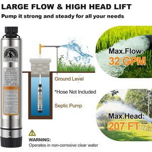 Bomba Sumergible para Pozo Vertiwis de 4 Pulgadas, 3/4 HP, 115 V, 32 GPM, 174 Pies de Altura, Acero Inoxidable, Resistente a Obstrucciones - Product Image 6