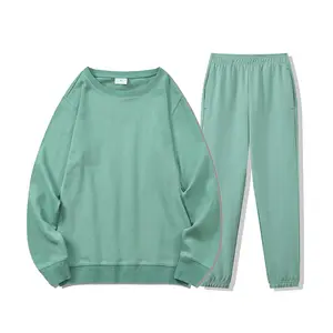 Custom Logo Fashion Neck Sweater Unisex Men's Cotton Casual Sweatpants And 2 Piece Hoodie Set