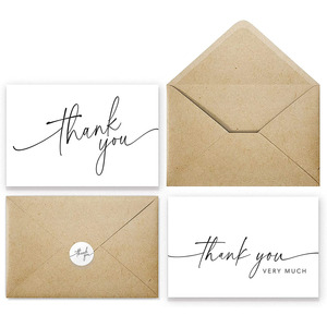 Tarjetas de Agradecimiento Plegables con Sobres y Pegatinas, Ecológicas, Reciclables, Minimalistas, con Notas en <span class=keywords><strong>Cursiva</strong></span>, para Cumpleaños y Cualquier Ocasión - Product Image 5