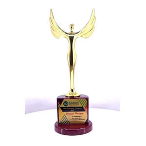 Trophée de reconnaissance pour événements d'entreprise et récompenses annuelles de performance, style ange doré, avec base ronde pour les réalisations. - Product Image 1