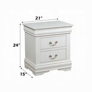 Table de chevet DB en pin massif Armoire de chevet à 2 tiroirs en finition blanche Design moderne antique de luxe pour chambre ou appartement - Product Image 3