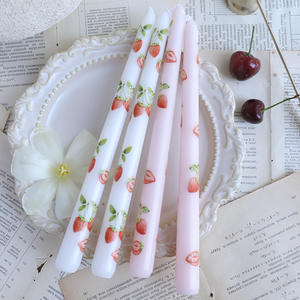 25Cm Luxurious Handmade Smokeless Long Pole Fruit Print <b>Candle</b> for Diwali Wedding Romantic Candlelight Dinner Household - Product Image 2