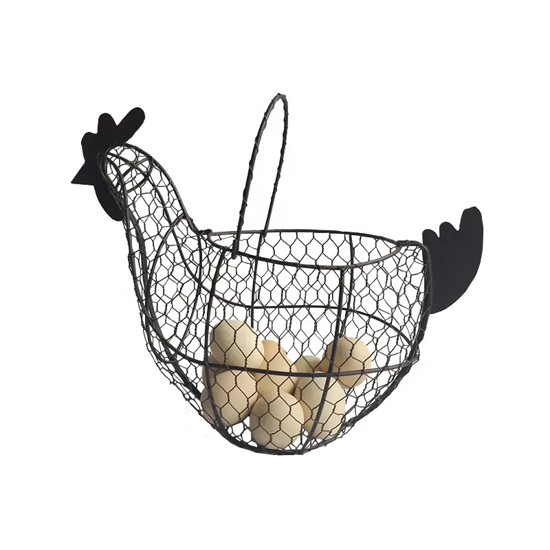 Supplier kitchen storage metal wire chicken shaped egg collecting basket For Egg Chicken Available In All Colors