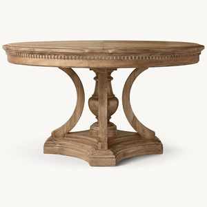 <span class=keywords><strong>Tavolo</strong></span> da Pranzo Stile RH in Rovere Americano, Scrivania Rotonda su Misura Realizzata Artigianalmente, Base a Gradini di Lusso in Legno Nobile - Product Image 5