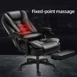 Chaise de bureau ergonomique en cuir à <span class=keywords><strong>prix</strong></span> d'usine, chaise de direction moderne pivotante avec repose-pieds, chaise de massage - Product Image 3