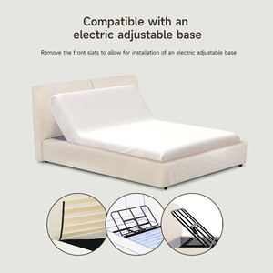 Tête de lit minimaliste moderne, cadre de lit double, base réglable, montage sans outil, lit rembourré - Product Image 4