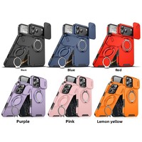 Coque de téléphone portable 17ProMax avec design animalier transfrontalier, fenêtre coulissante, support magnétique de voiture à 360 degrés, 16promax