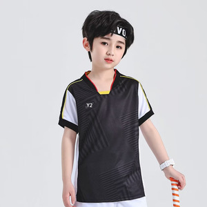 Pakaian Bulu Tangkis Unisex Kerah Bulat Poliester Cetak Transfer Panas Gaya Baru Lengan Pendek Bernapas Menyerap Keringat Cepat - Product Image 4