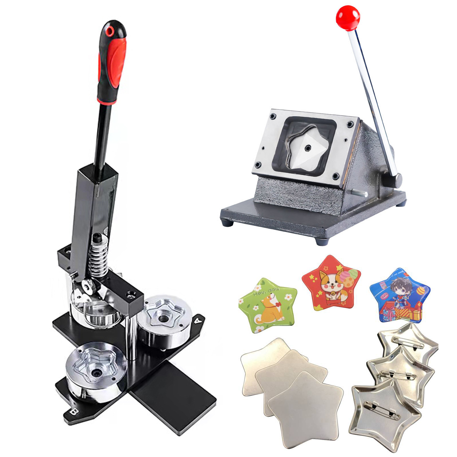 Macchina per Creare Bottoni, Kit Fai da Te per Realizzare Spille Rotonde 25/32/37/44/50/56/58/75mm Pressa per Badge con 100 Pezzi di Ricambio per Bottoni, Adatta per Creare regalidSd 37