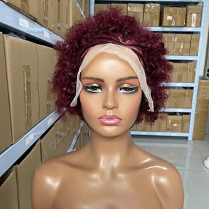 Perruque brésilienne 13x4 en dentelle complète avec tresses, <span class=keywords><strong>coupe</strong></span> afro bouclée, couleur 99J, pré-épilée, cheveux de bébé, transparente - Product Image 3