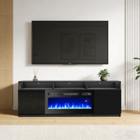Meuble TV décoratif avec foyer électrique à flamme réaliste et télécommande, en bois, pour salon