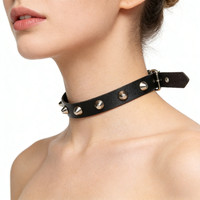 Collier ras du cou punk en cuir noir avec rivets, style simple et original, pour femme, accessoires de fête