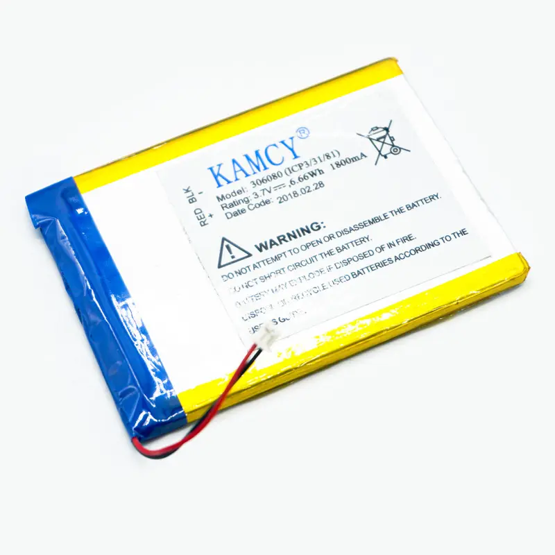 हॉट सेलिंग 3.7V सॉफ्ट पैक 1800mah306080 छोटी बॉडी बड़ी क्षमता वाला पॉलिमर टैबलेट कंप्यूटर रिचार्जेबल पॉलिमर बैटरी