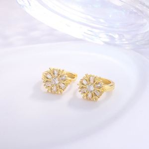 925 Sterling <b>Silver</b> Zircon Star Flower Earrings Women Stainless Steel Petal Sunflower <b>Hoop</b> Earrings Luxury Jewelry - Product Image 6