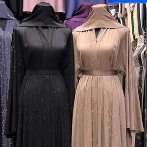 Abaya di Lusso Traspirante in Poliestere 2025 Dubai, Bellissimo <span class=keywords><strong>Abbigliamento</strong></span> Islamico Tradizionale Nero per Donne, <span class=keywords><strong>Abbigliamento</strong></span> Musulmano Arabia Saudita - Product Image 4