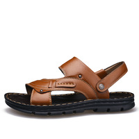 Nouvelle Collection Été Sandales en Cuir Véritable pour Hommes Chaussures de Plage Décontractées Tongs Antidérapantes Sandales Pieds Doubles Usages