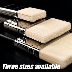 Pincel de pintura acrílica con logotipo personalizado, pincel profesional de nailon con mango de madera, juego de pinceles planos anchos negros para bricolaje - Product Image 3