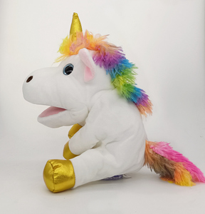 Unicornio de peluche con boca móvil abierta, marionetas de mano, dedos, juego de rol imaginativo, juguete interactivo, teatro, marionetas de dedo, unicornio - Product Image 2