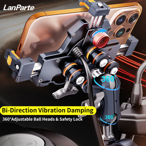 Lanparte Nouveau <span class=keywords><strong>Support</strong></span> de téléphone de moto à chargement sans fil 15W Anti-vol <span class=keywords><strong>Support</strong></span> de téléphone de moto pour guidon - Product Image 2