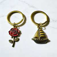Porte-clés en métal personnalisé avec logo, motif floral, cadeaux d'anniversaire, porte-clés esthétique en métal