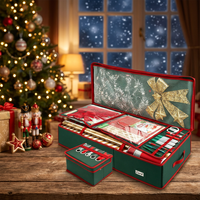 Boîte de rangement pliable pour papier cadeau de Noël en Oxford 600D ultra résistant avec poches pour rubans, nœuds et cartes