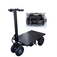 Chariot à plateau électrique compact, pliable et portable, avec pneus pneumatiques, pour le transport de marchandises et le déplacement de charges lourdes, OEM