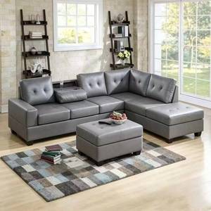 Sofá Seccional en Forma de L de Estilo Moderno Frank, Sofá Esquinero Decorativo con Tapizado Elegante y Mesa de Apoyo Oculta en el Reposabrazos, Adecuado para - Product Image 1