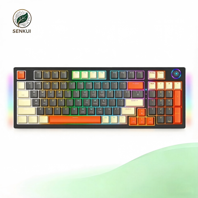 LEAVEN H96 96-Keys Ergonomic Tri-mode Mechanical Keyboard Hot-swappable Custom RGB Gaming Wireless Keyboard