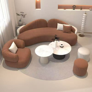 Juego de Sofá Cama de Tela con Esquinas Cuadradas de Estilo Minimalista Italiano, Diseño Moderno Inspirado en Wabi-Sabi, Patas de Madera, Ecológico, para Apartamentos - Product Image 4