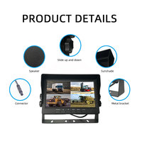 Mini pantalla IPS de 7 pulgadas, Monitor de marcha atrás para coche, entrada RCA, reproductor de vídeo, función abatible, Compatibilidad de señal CVBS, LCD retrovisor