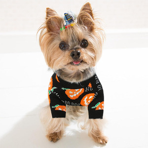 Pull en tricot noir en coton pour animaux de compagnie, motif citrouille d'Halloween, pour chiens et chats, petites, moyennes et grandes tailles - Product Image 4