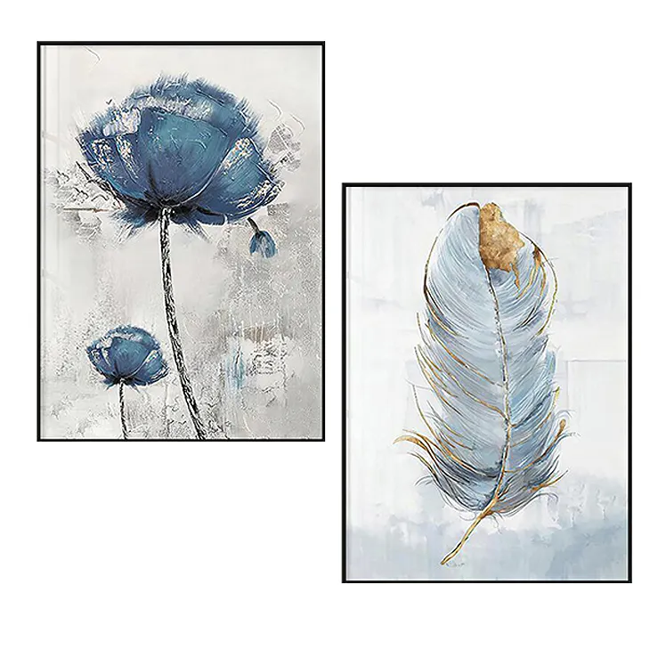 Scandinavian Flower Canvas Art Abstract Painting Print Feather Decoration Picture for Living Room Nordic Home Decor Wall Poster