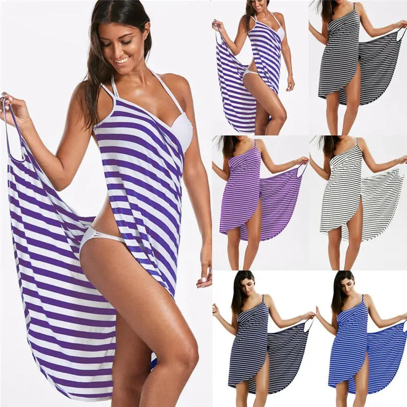 Plus Size Women Robes Bath Wearable Stripe Towel Dress Girls Fast Drying Beach Spa Magical Nightwear Sleeping