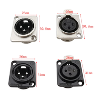 XLR 3-poliger Stecker für Schalttafel einbau Buchsen anschluss Audio mikrofon 3-adrige XLR-Metall buchse Silber Schwarz Gehäuse
