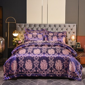 Giới hạn thời gian giảm giá khuyến mãi!!! 4Pcs 220*240Cm Sang Trọng Mượt Satin Duvet Covet Set <span class=keywords><strong>Polyester</strong></span> Jacquard Bộ Đồ Giường Thiết Lập Cho Nhà - Product Image 3