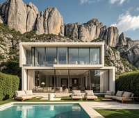Maison préfabriquée modulaire de luxe moderne chinoise, villa préfabriquée moderne avec piscine, 280 m2 de surface habitable + 45 m2 de terrasse avec 4 chambres