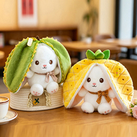 Peluche Lapin Fruité Créatif Deux-en-un, Mignon Lapin Transformable avec Fermeture Éclair, Jouet en Peluche Doux pour Commande en Gros