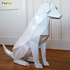 Sculpture géométrique de <span class=keywords><strong>chien</strong></span> en acier inoxydable, ornement animal d'extérieur, vente chaude - Product Image 3