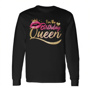 Camiseta de manga larga Birthday Queen para fiesta de cumpleaños, cuello redondo para mujer adulta, impresión digital - Product Image 2