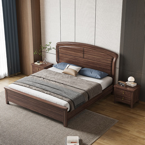 Lit en bois massif en palissandre 1,8 m avec rangement, lit double pour chambre principale, style chinois moderne - Product Image 1