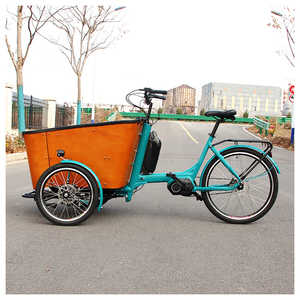 Vélo <span class=keywords><strong>cargo</strong></span> électrique familial à 3 roues, moteur central, cadre en alliage, caisse de chargement en bois, 4 passagers, tricycle électrique urbain pour adultes et familles - Grande promotion - Product Image 2
