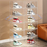 Boîte de rangement pour chaussures en plastique transparent, organisateur moderne à un seul niveau, pliable, magnétique, en acrylique, personnalisable